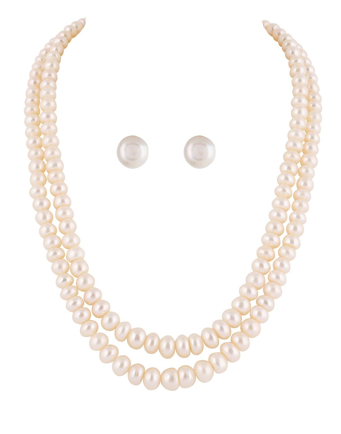 Double Line Fresh water Flat Shape Pearl Set