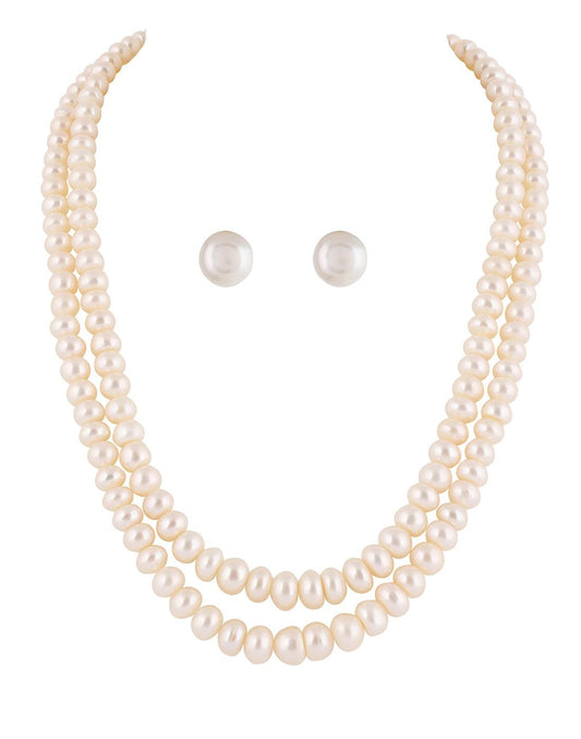 Double Line Fresh water Flat Shape Pearl Set