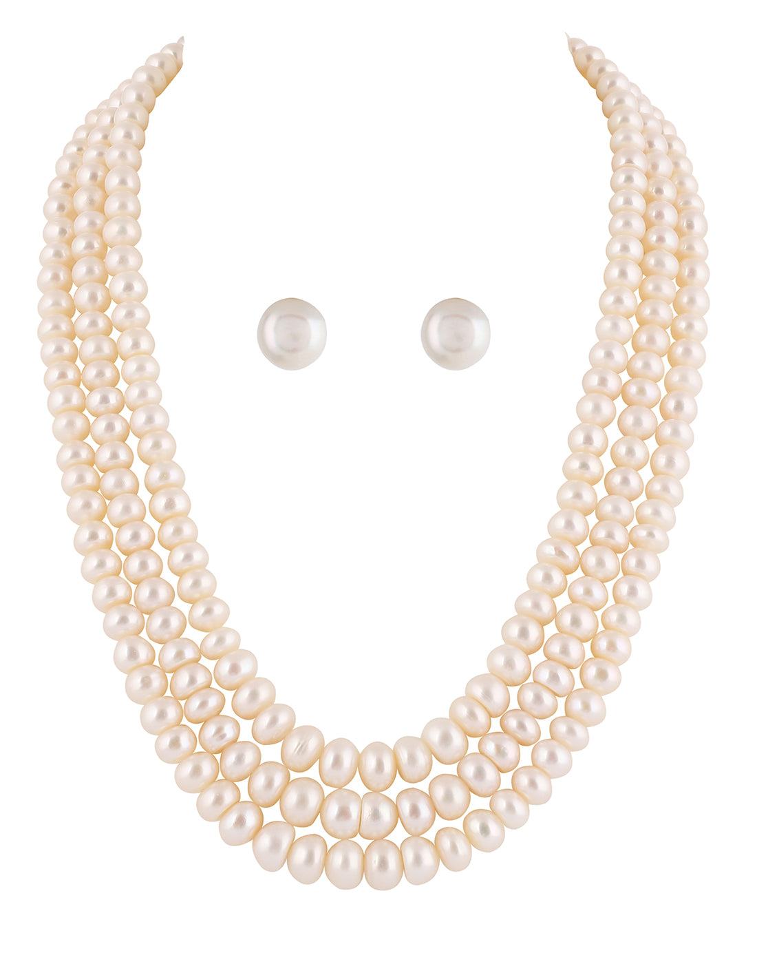 Fresh Water Flat Shape White Color Pearl Set