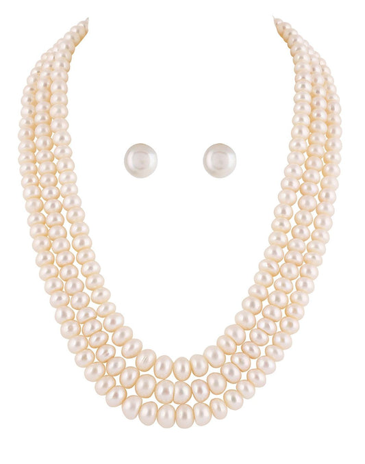 Fresh Water Flat Shape White Color Pearl Set