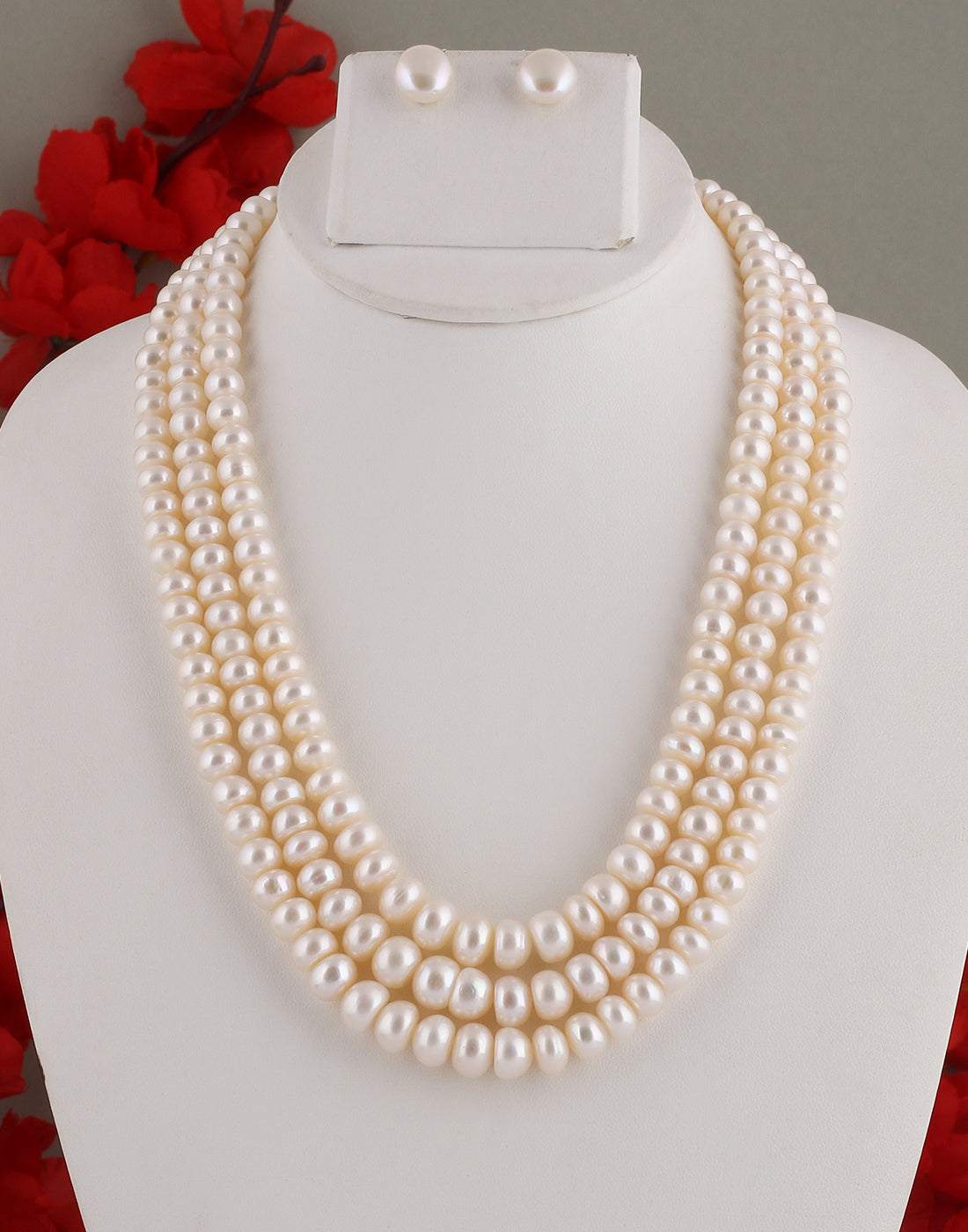 Fresh Water Flat Shape White Color Pearl Set