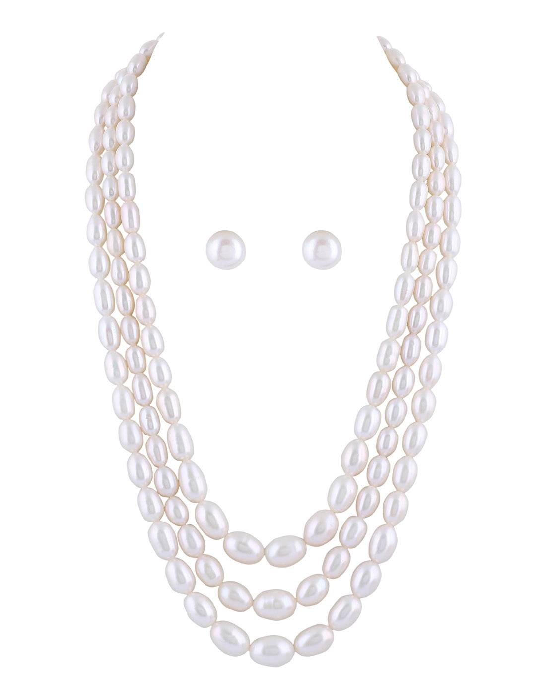 Real Natural Fresh water Triple Pearl Set