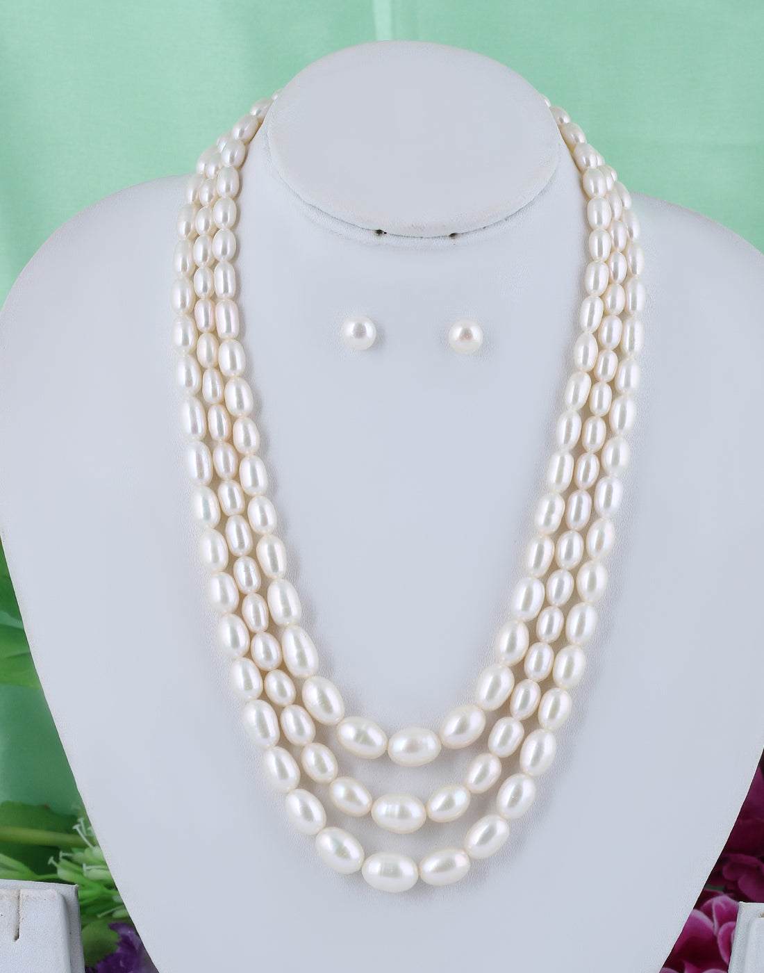 Real Natural Fresh water Triple Pearl Set