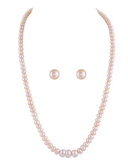 Single Layer Pink color Flat Pearl Set