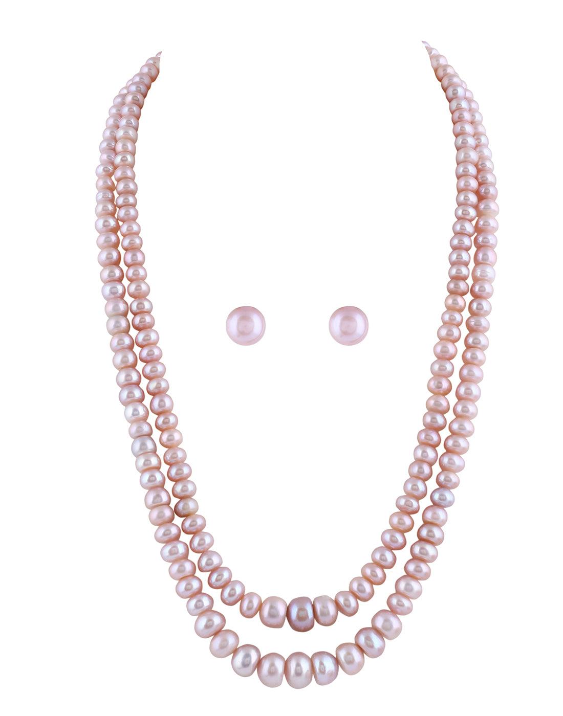 Double Layer Flat Shape Fresh water Pearl Set for Girls