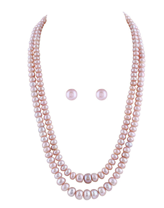 Double Layer Flat Shape Fresh water Pearl Set for Girls