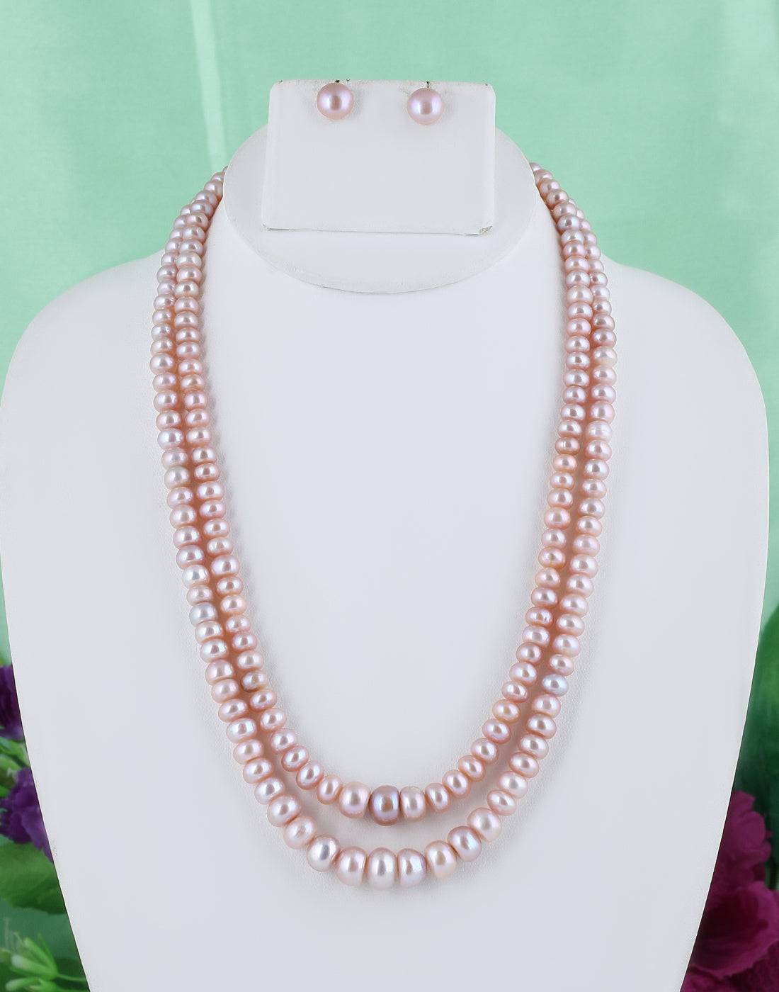 Double Layer Flat Shape Fresh water Pearl Set for Girls