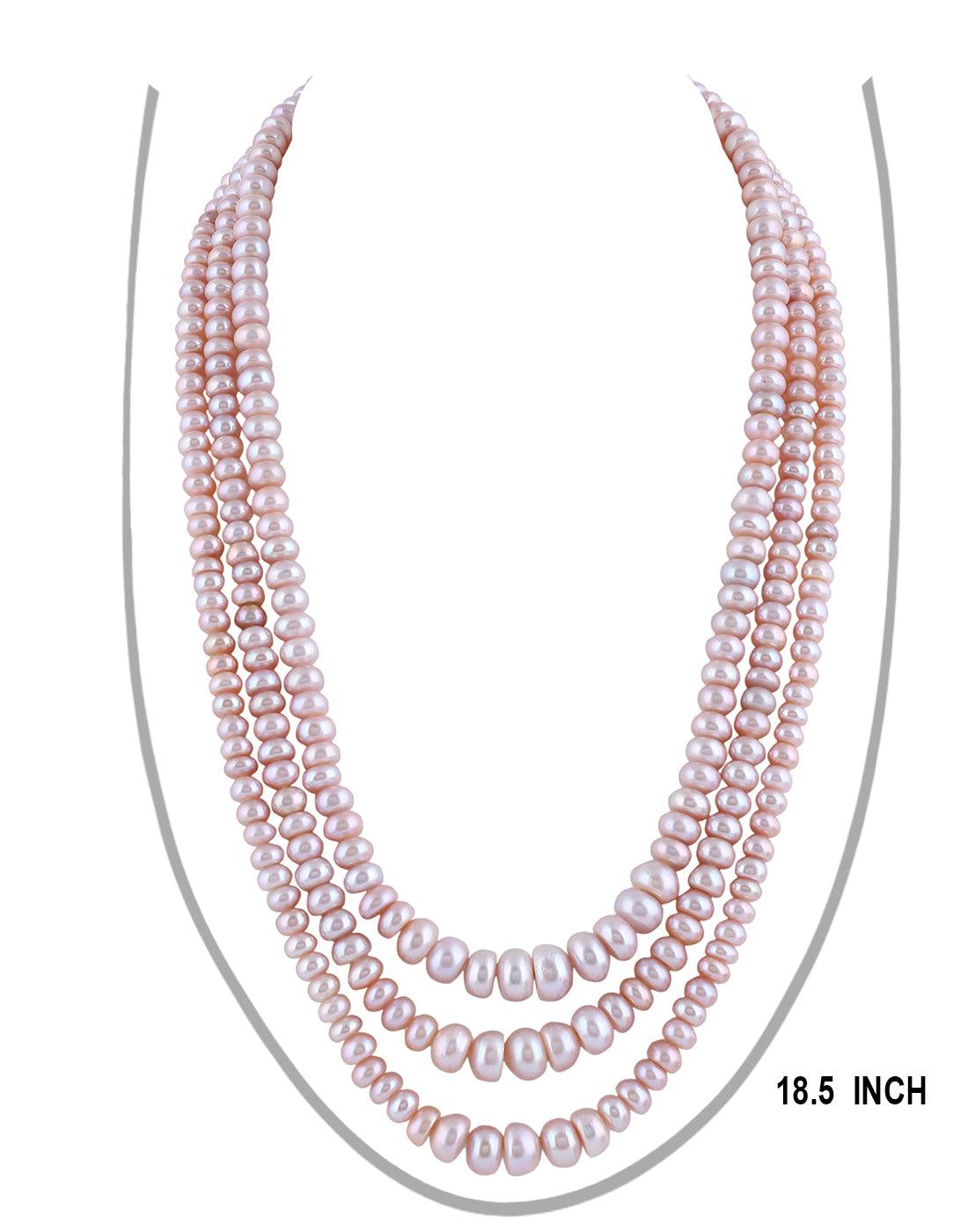 Fresh water Flat shape Triple Layer Pearl Set