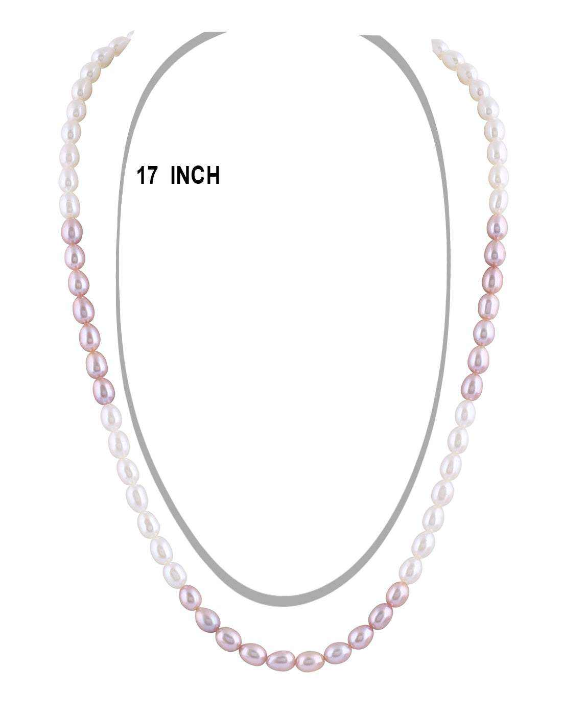 White & Peach Color Oval Shape Pearl Set