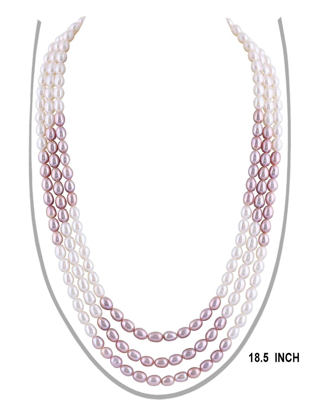 White & Peach Color Simple fresh water Pearl Set