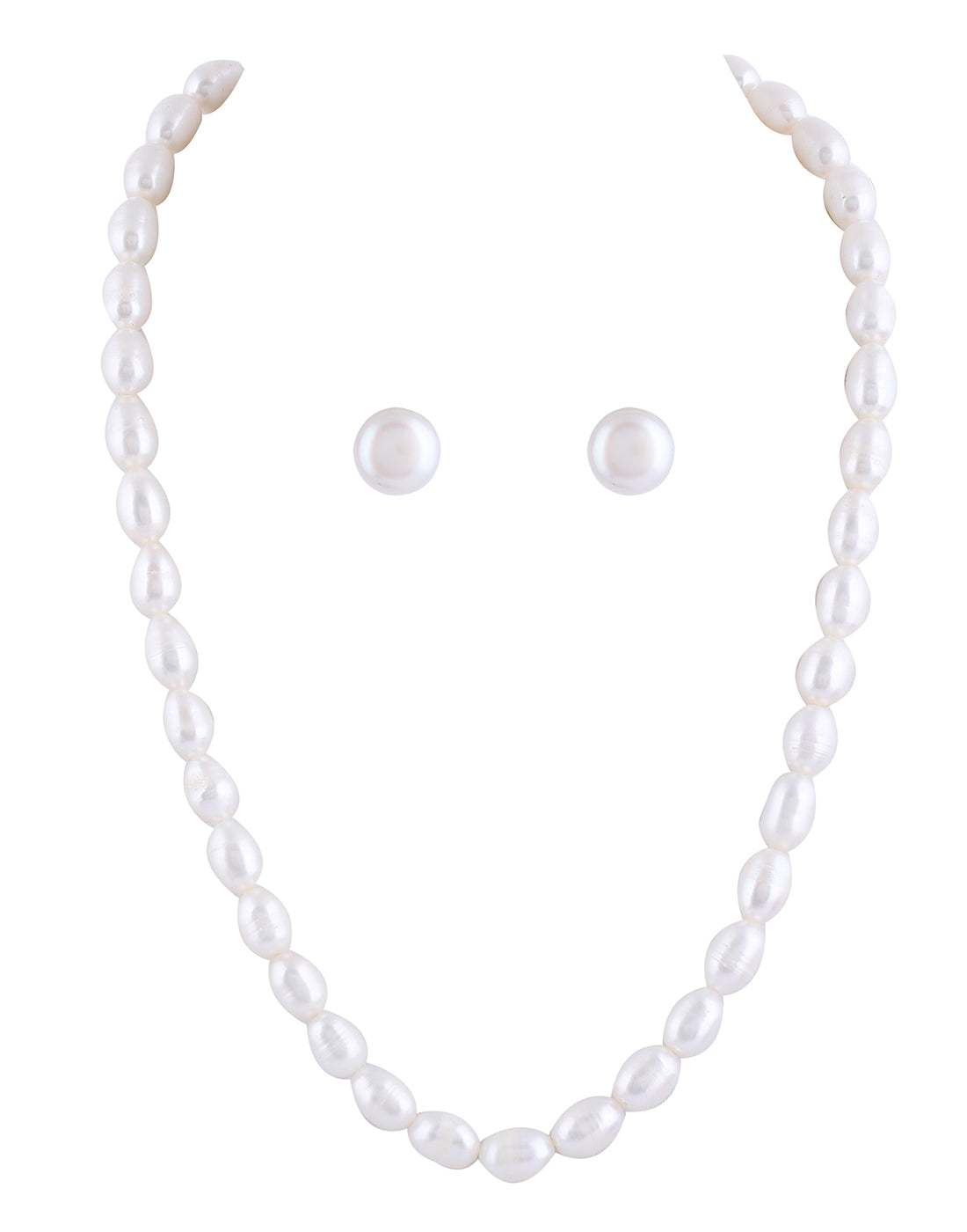 Single Line Fresh water Hyderabadi Oval Shape Pearl Set