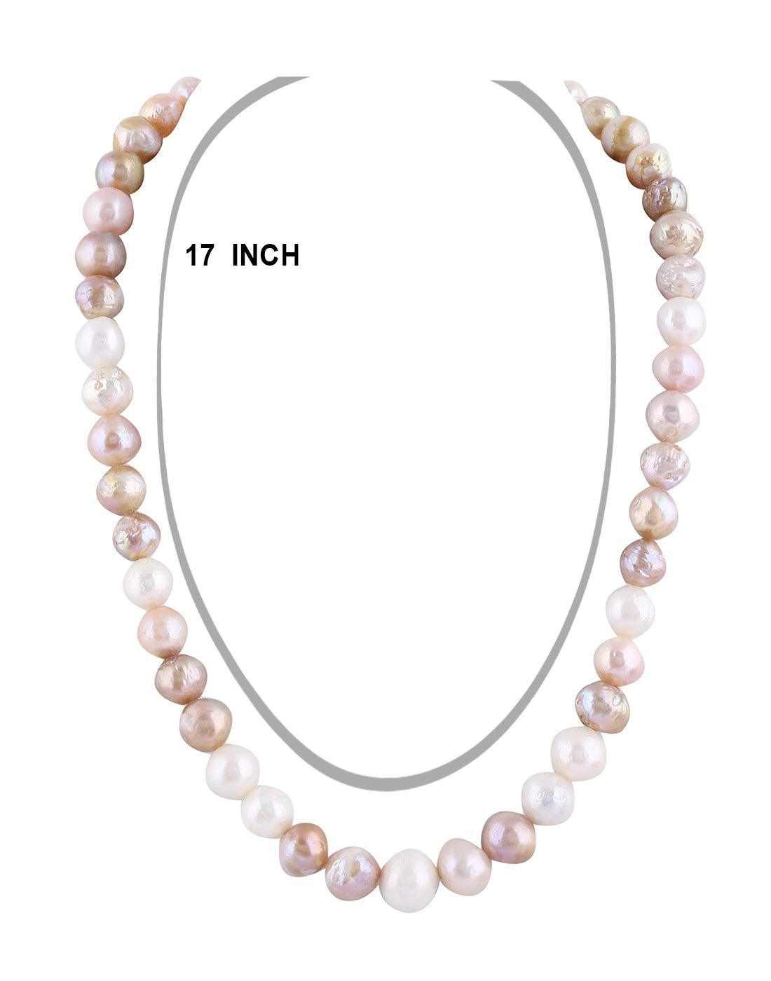 Single line Real Natural Fresh Water Hyderabadi Round Pearl Set  With 