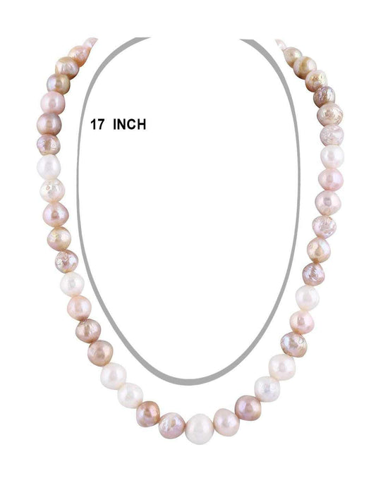 Single line Real Natural Fresh Water Hyderabadi Round Pearl Set  With 
