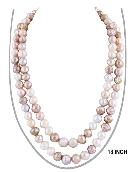 Double line Real Natural Fresh Water Hyderabadi Round Pearl Set 