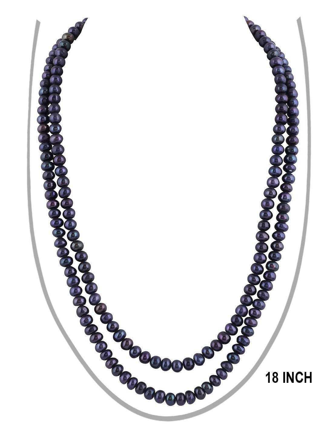 2 Line Black Pearl Set For Women/Girls