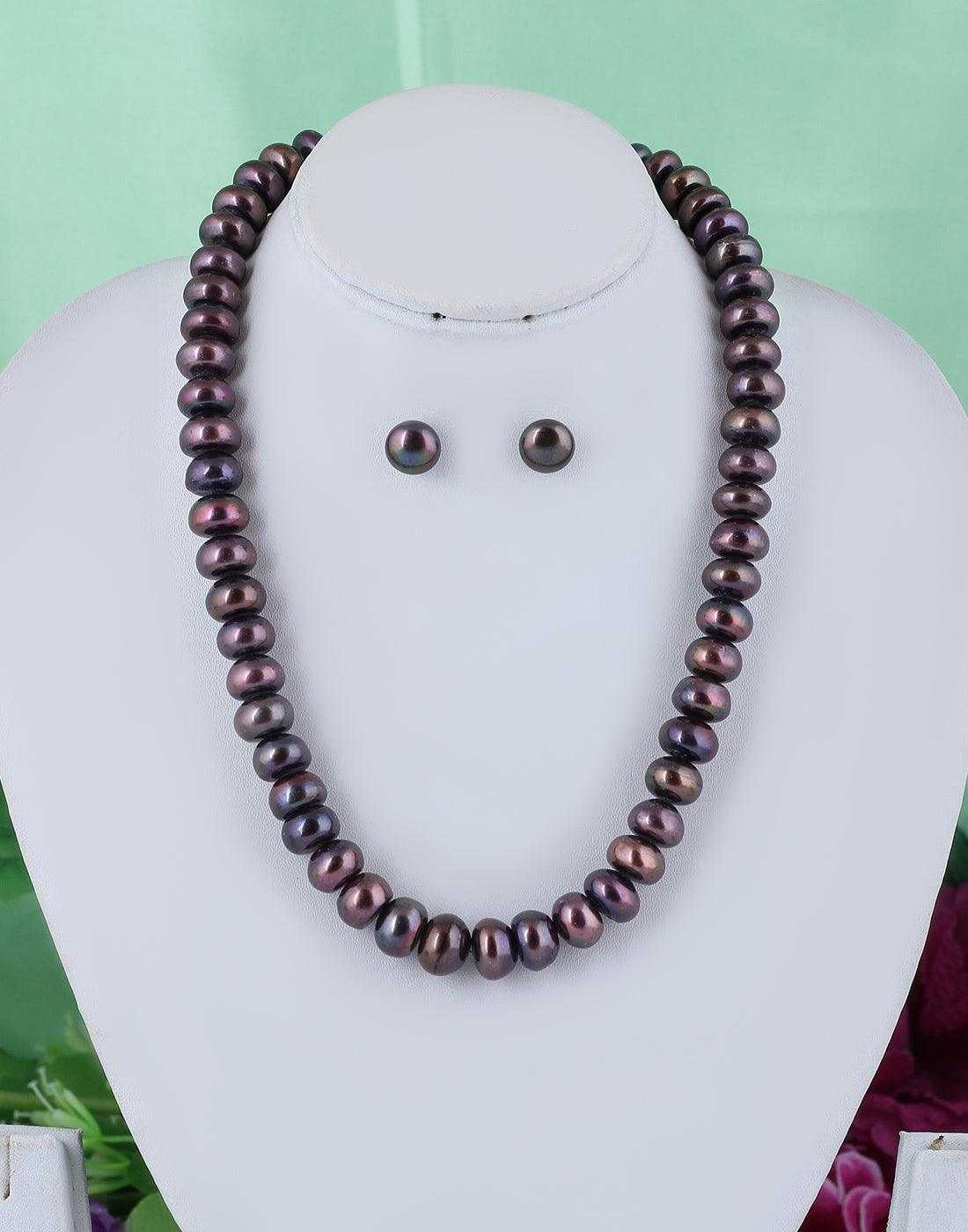 Single Layerl Real Fresh Water Hyderabadi Button Shaped Pearl Set