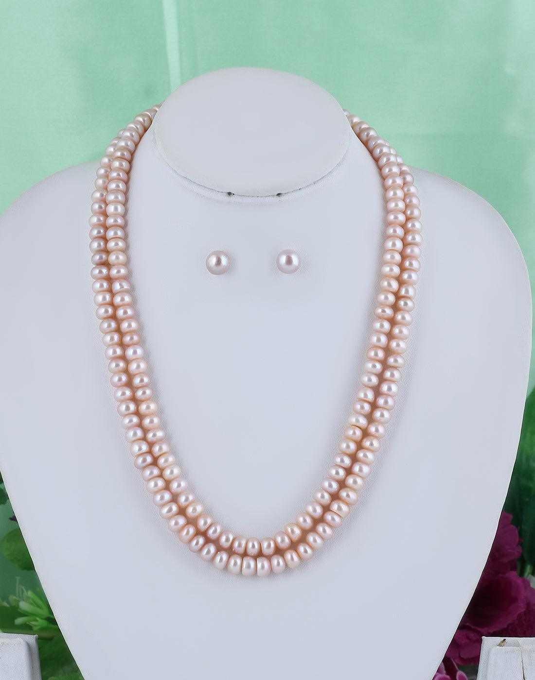 Double Layer Fresh water Pearl Set of Button Shaped Set