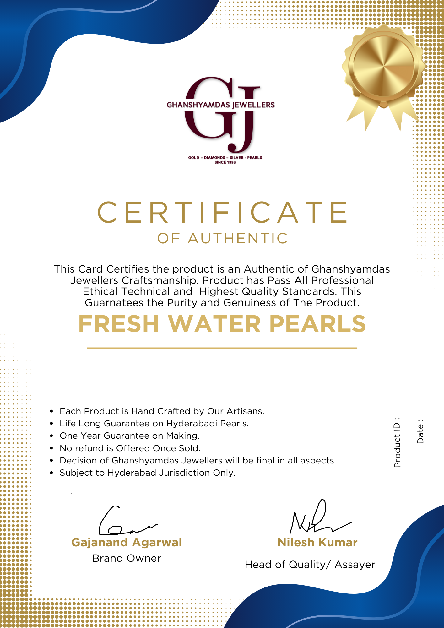 GDJ Pearl Single Line Set Set to Gift Women Girls| With Certificate of Authenticity