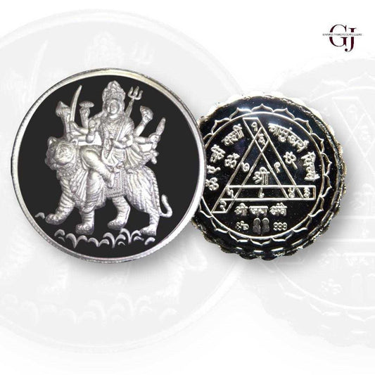 Goddess Maa Durga - 3D Silver Coin 24KT Purity 999 Round 