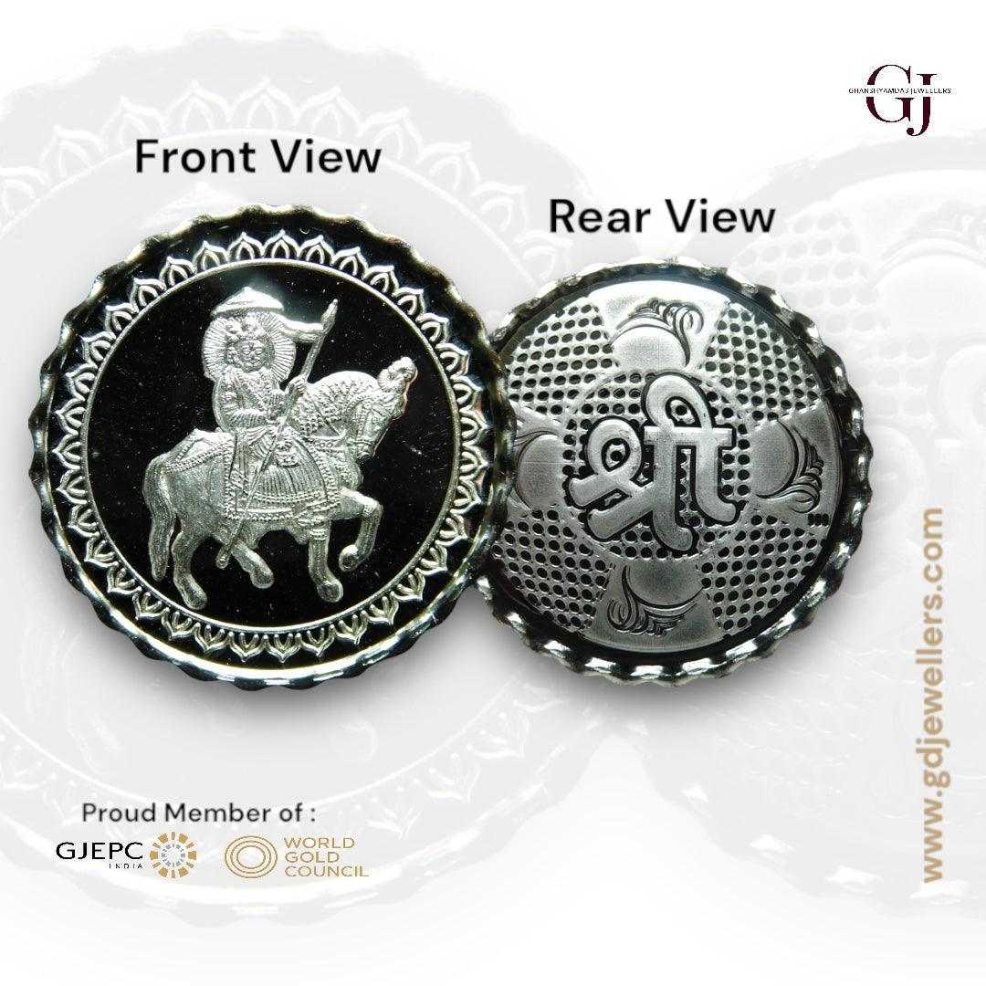 Baba Ramdev - 3D Silver Coin 24KT Purity 999 Round Shape - Backside Sh