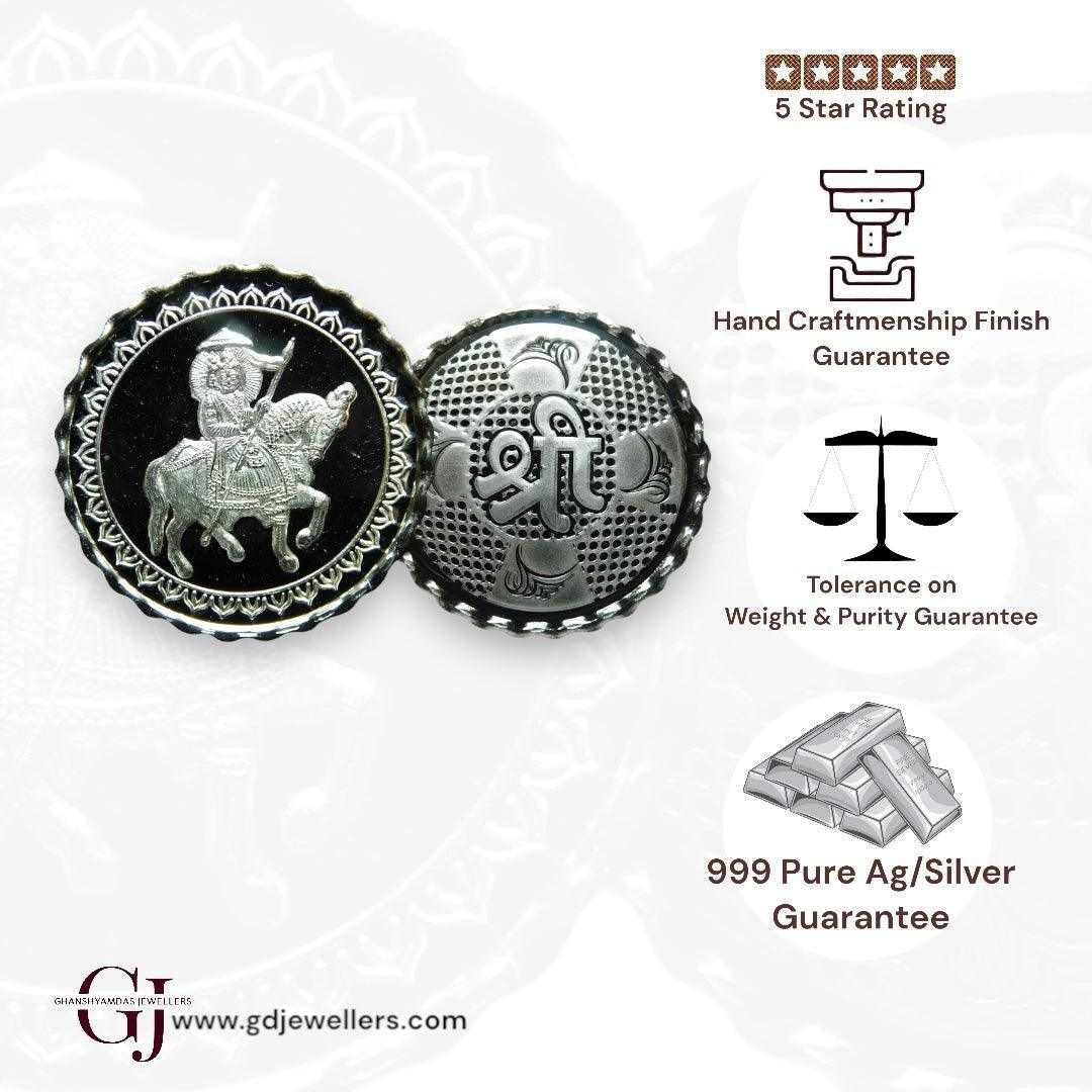 Baba Ramdev - 3D Silver Coin 24KT Purity 999 Round Shape - Backside Sh