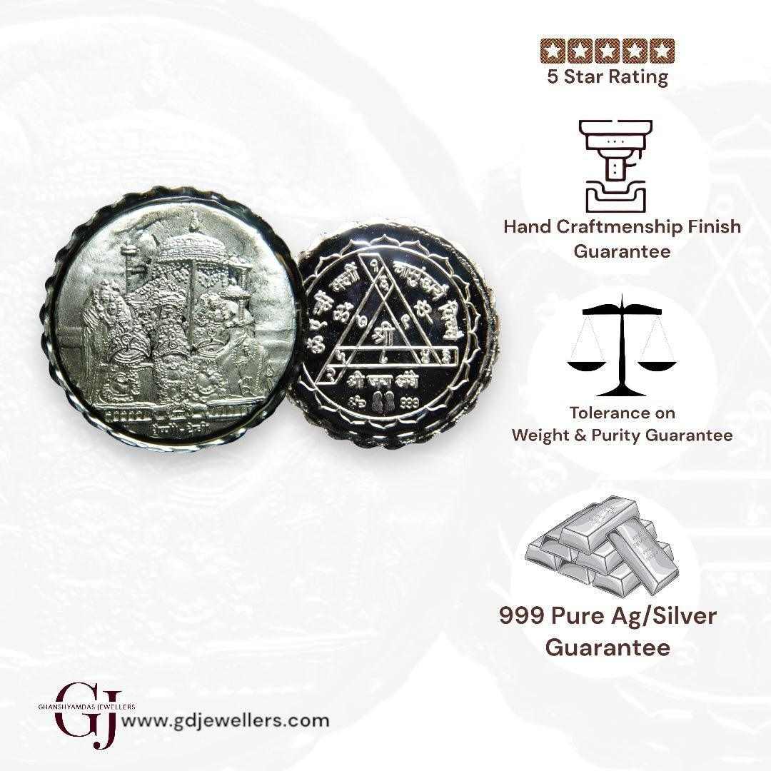 Goddess Maa Vaishnav Devi -3D Silver coin with 24KT Purity 999 Round S