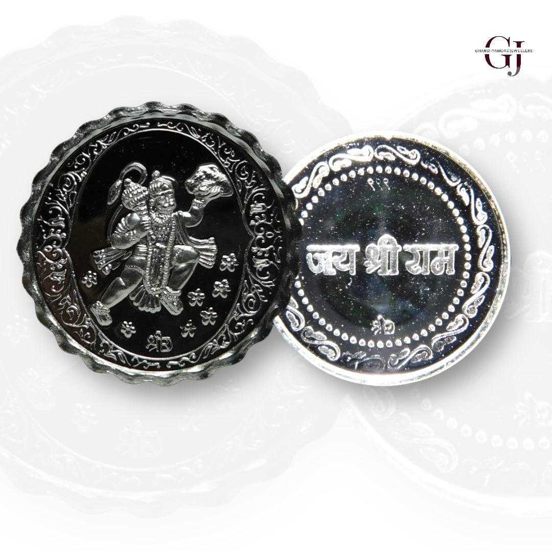 God Hanuman With Pahad/ Mountain - 3D Silver Coin 24KT Purity 999 Roun