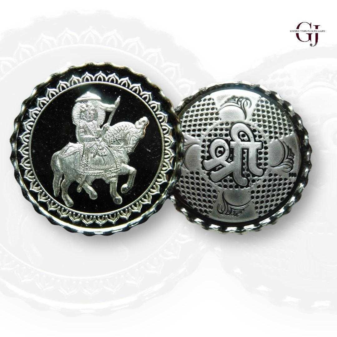 Baba Ramdev - 3D Silver Coin 24KT Purity 999 Round Shape - Backside Sh