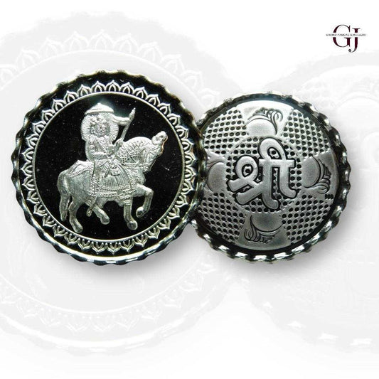 Baba Ramdev - 3D Silver Coin 24KT Purity 999 Round Shape - Backside Sh