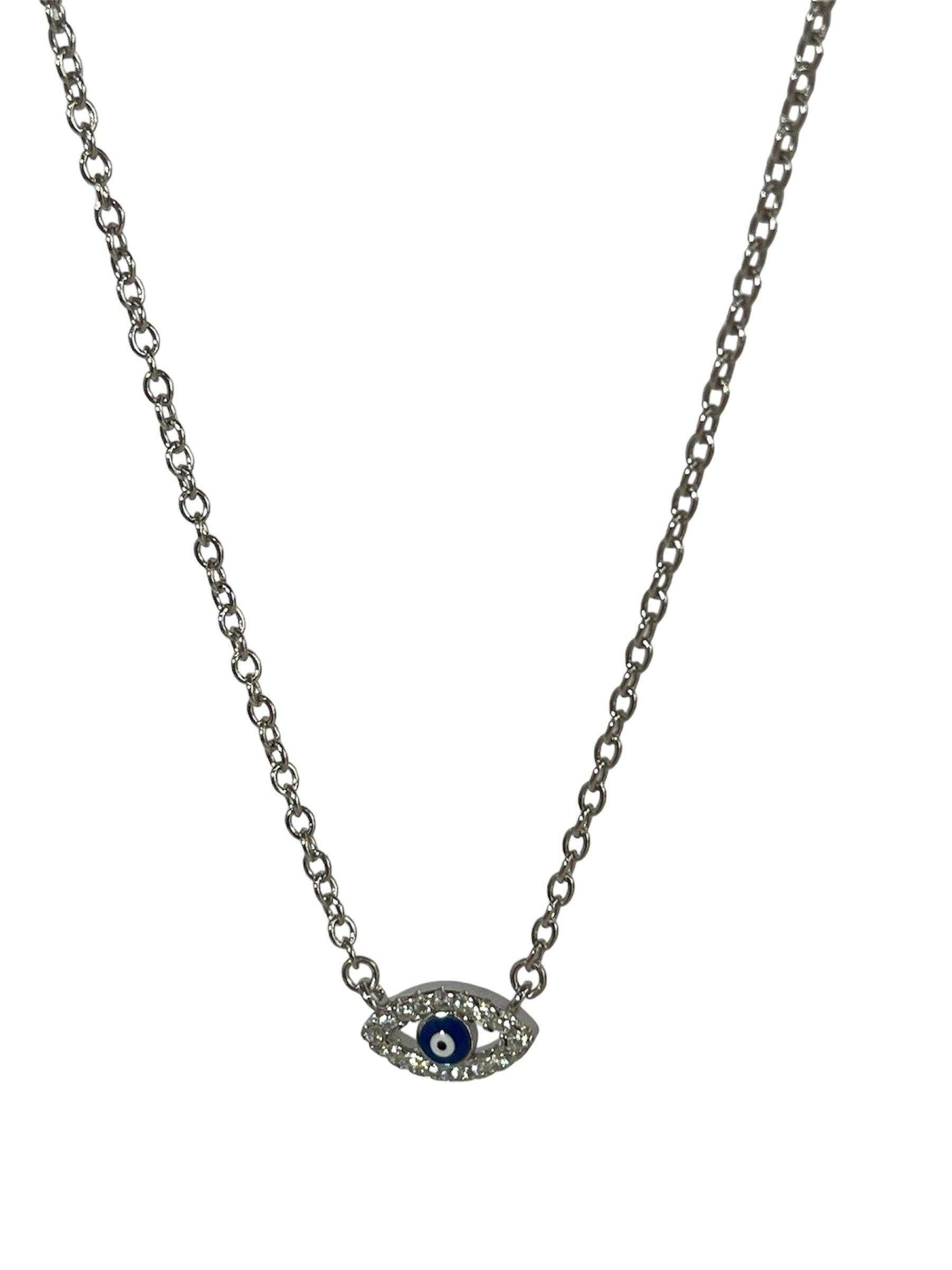 925 silver necklace with small evil eye shape