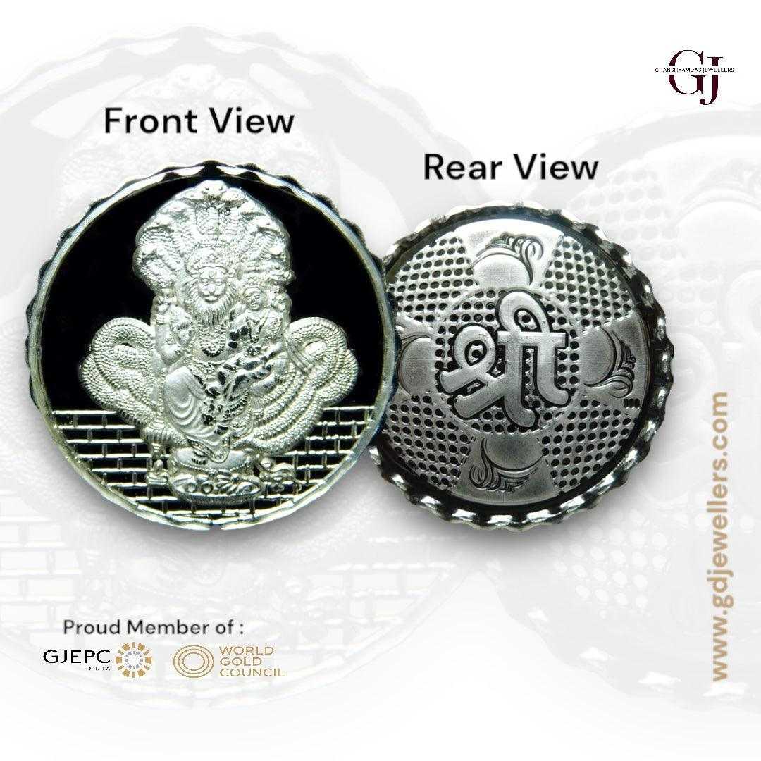 God Narsimha - 3D Silver Coin 24KT Purity 999 Round Shape