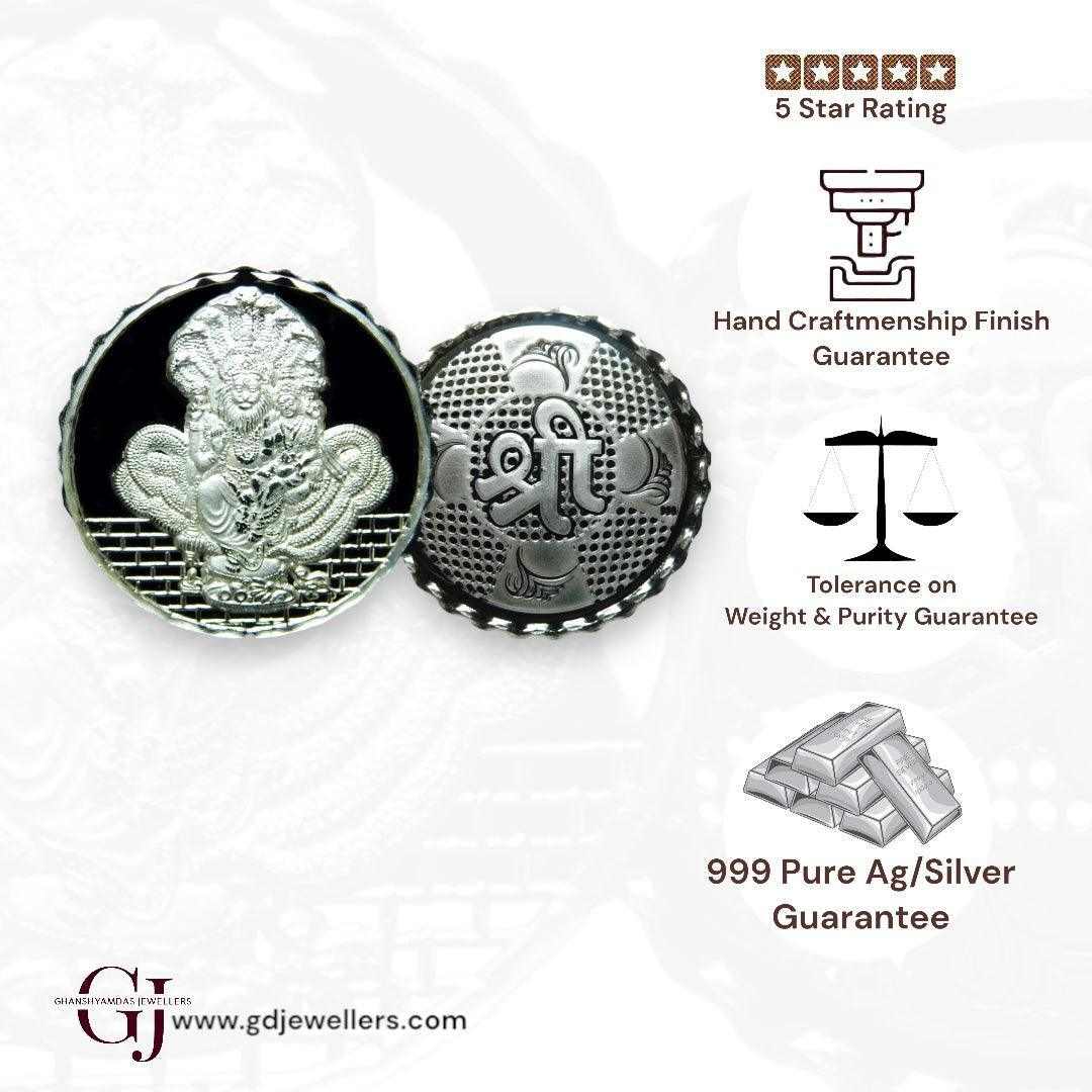 God Narsimha - 3D Silver Coin 24KT Purity 999 Round Shape 