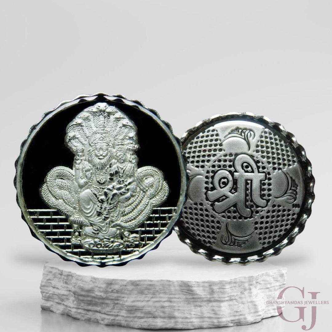God Narsimha - 3D Silver Coin 24KT Purity 999 Round Shape 