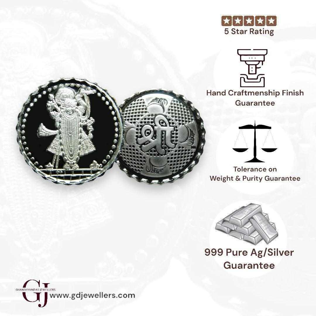 God Srinath - 3D Silver Coin 24KT Purity 999 Round Shape 