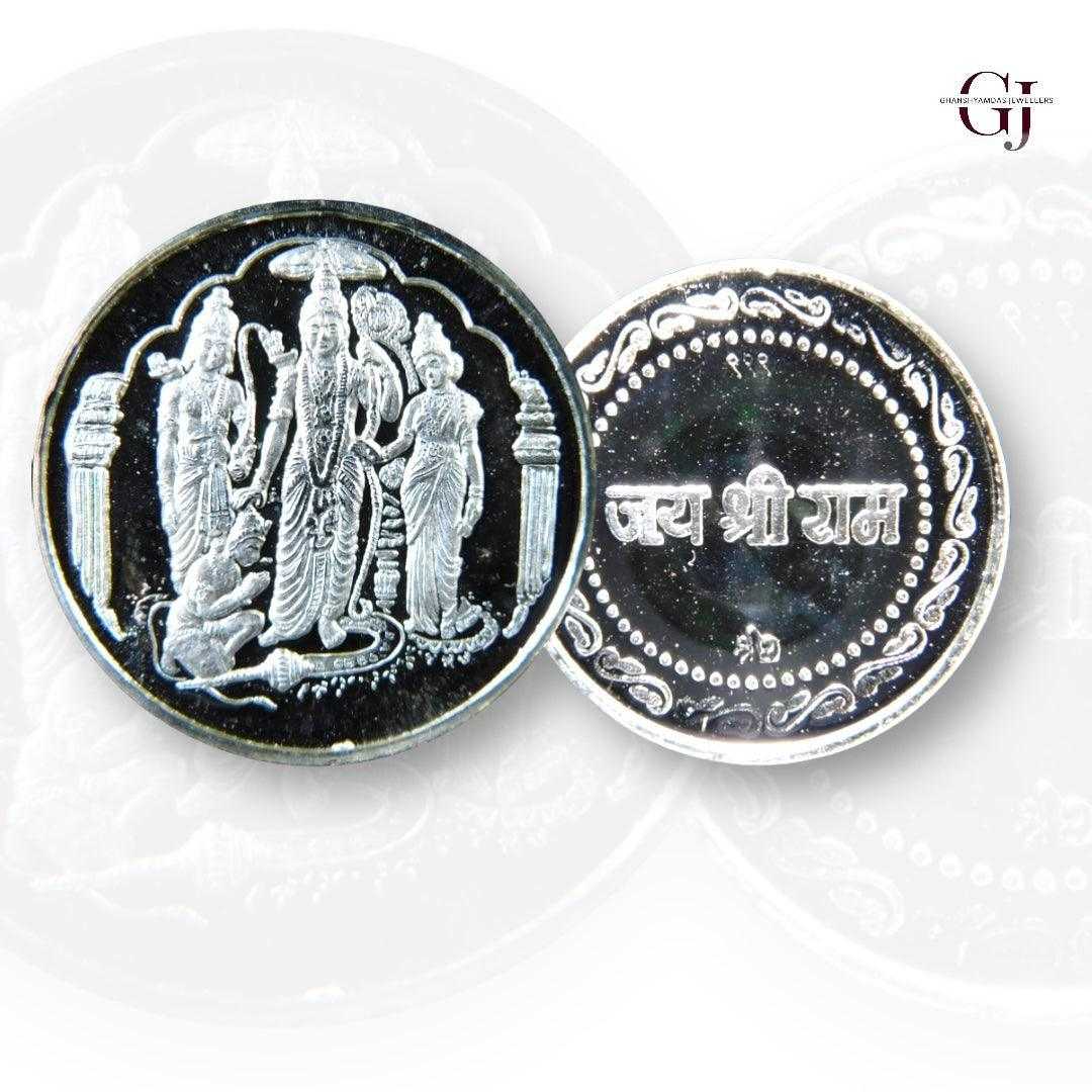 God Ram Darbar 3D Silver Coin 24KT Purity 999 Round Shape