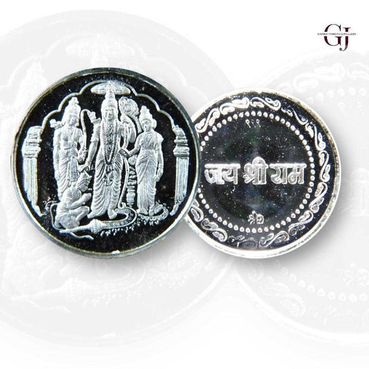 God Ram Darbar 3D Silver Coin 24KT Purity 999 Round Shape