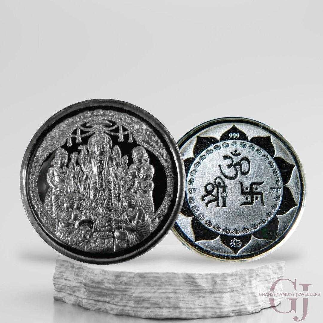 God Satyanarayan/Satyanarayana - 3D Silver Coin 24KT Purity 999 Round 