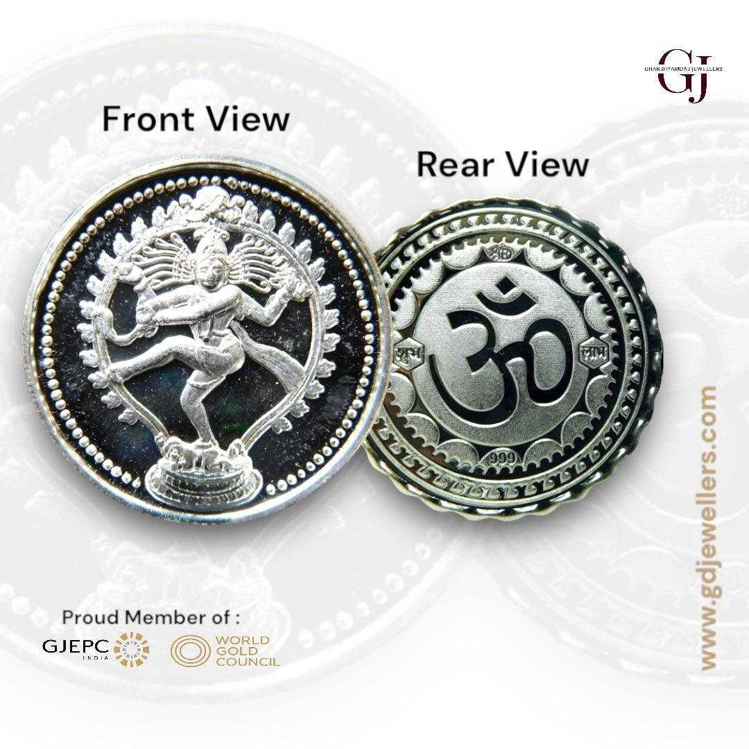 God Natraj - 3D Silver Coin 24KT Purity 999 Round Shape - Backside Om