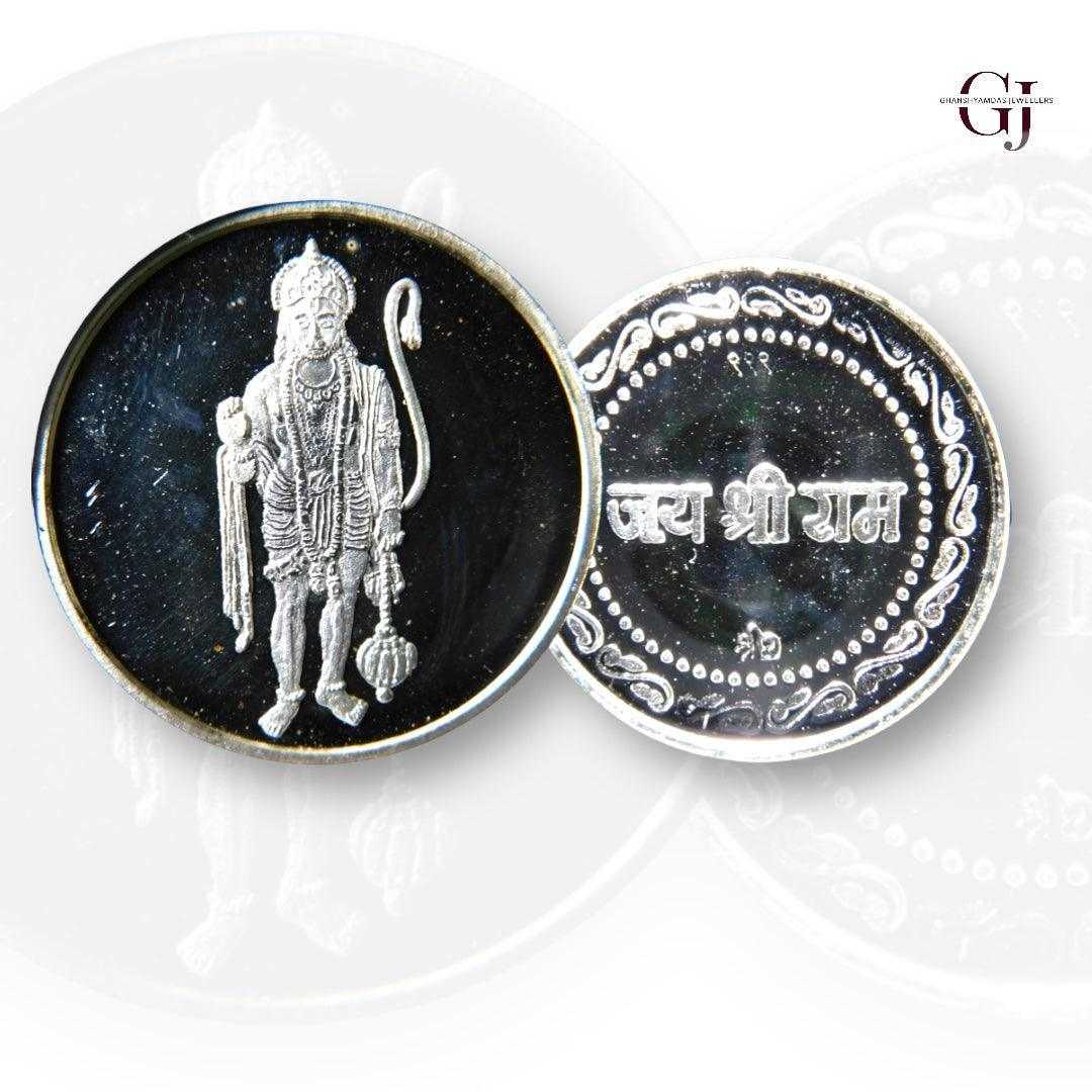 God Hanuman / Anjayenulu swamy - 3D Silver Coin 24KT Purity 999 Round 