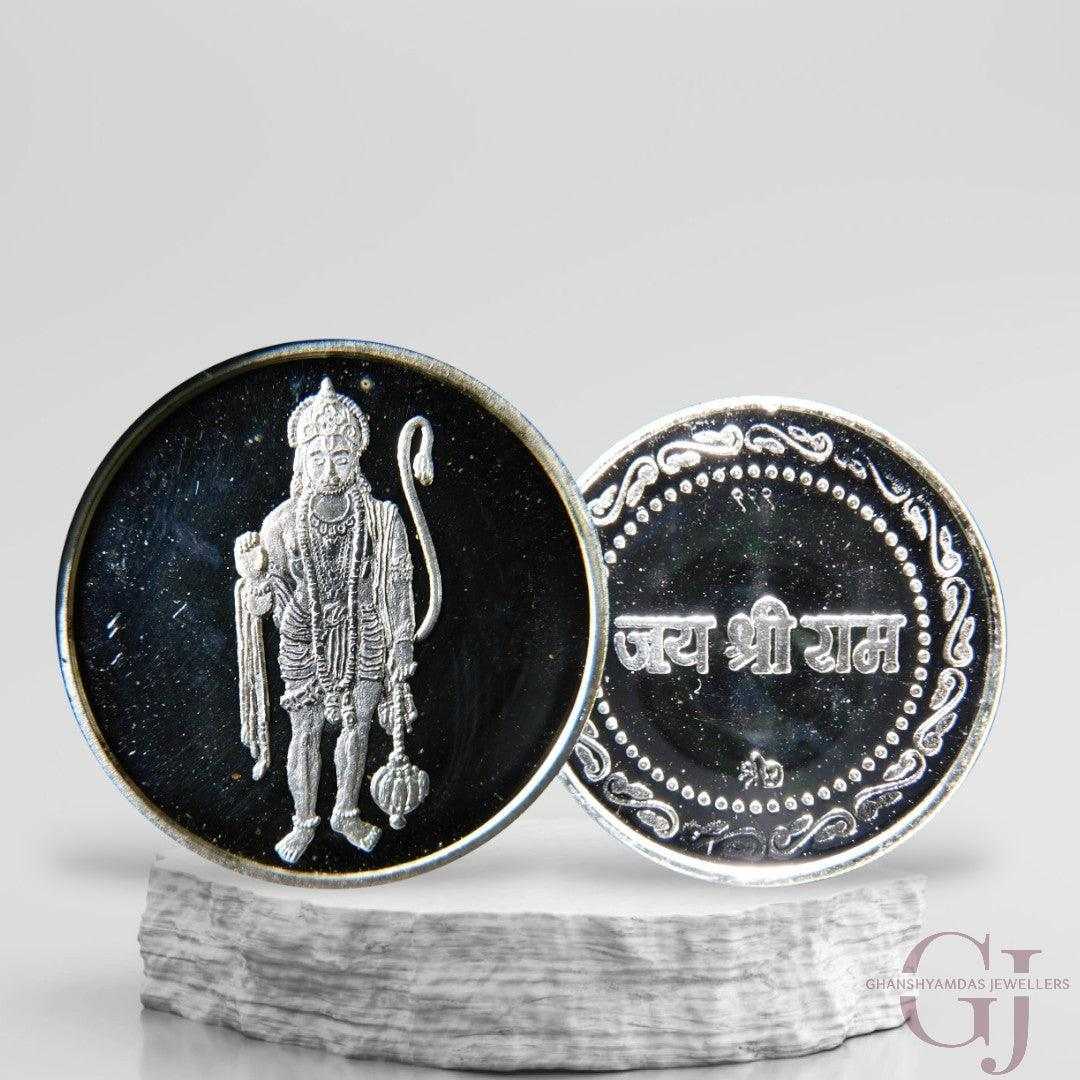 God Hanuman / Anjayenulu swamy - 3D Silver Coin 24KT Purity 999 Round 