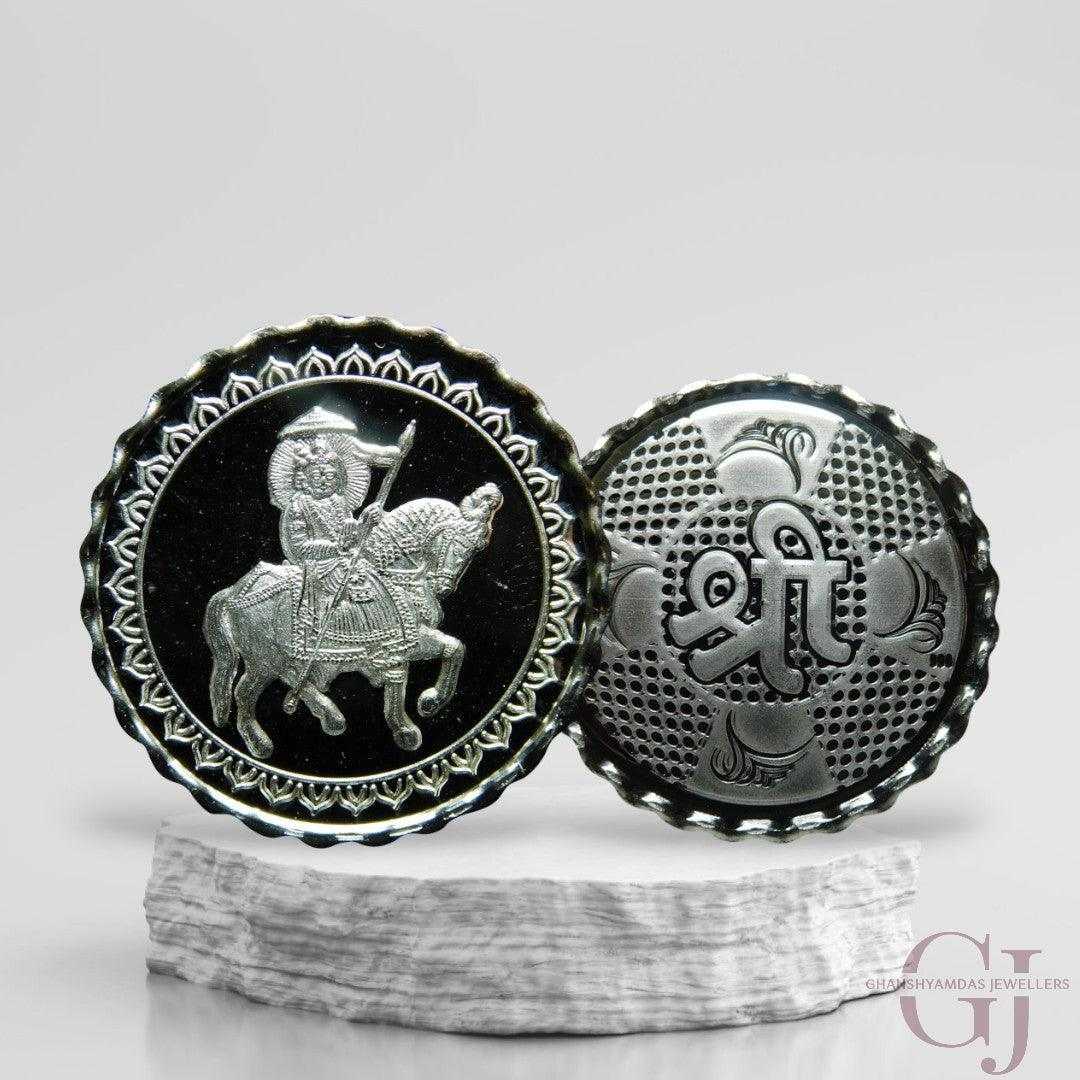 Baba Ramdev - 3D Silver Coin 24KT Purity 999 Round Shape - Backside Sh