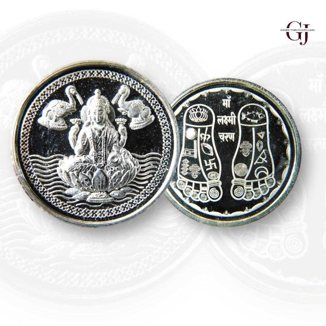 Goddess Lakshmi 3D Silver Coin 24KT Purity 999 Round Shape