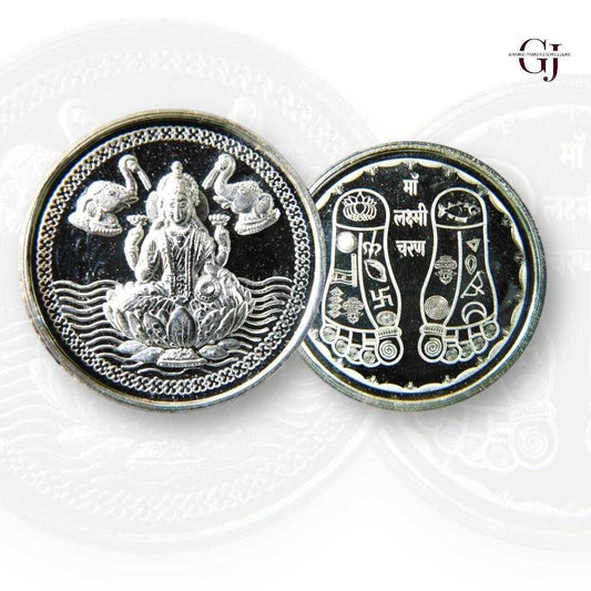 Goddess Lakshmi 3D Silver Coin 24KT Purity 999 Round Shape