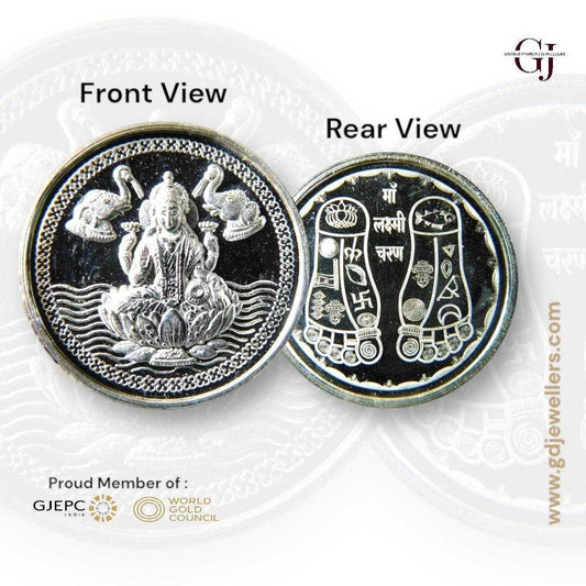 Goddess Lakshmi 3D Silver Coin 24KT Purity 999 Round Shape