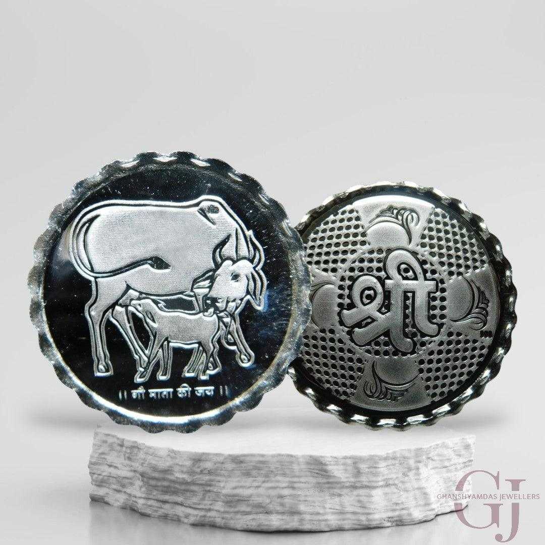 Cow And Calf - 3D Silver Coin 24KT Purity 999 Round Shape - Backside S