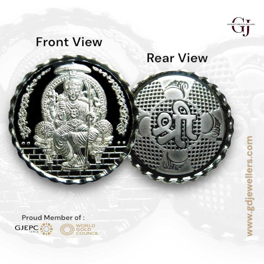 Goddess Maa Lalitha - 3D Silver Coin 24KT Purity 999 Round Shape - Bac