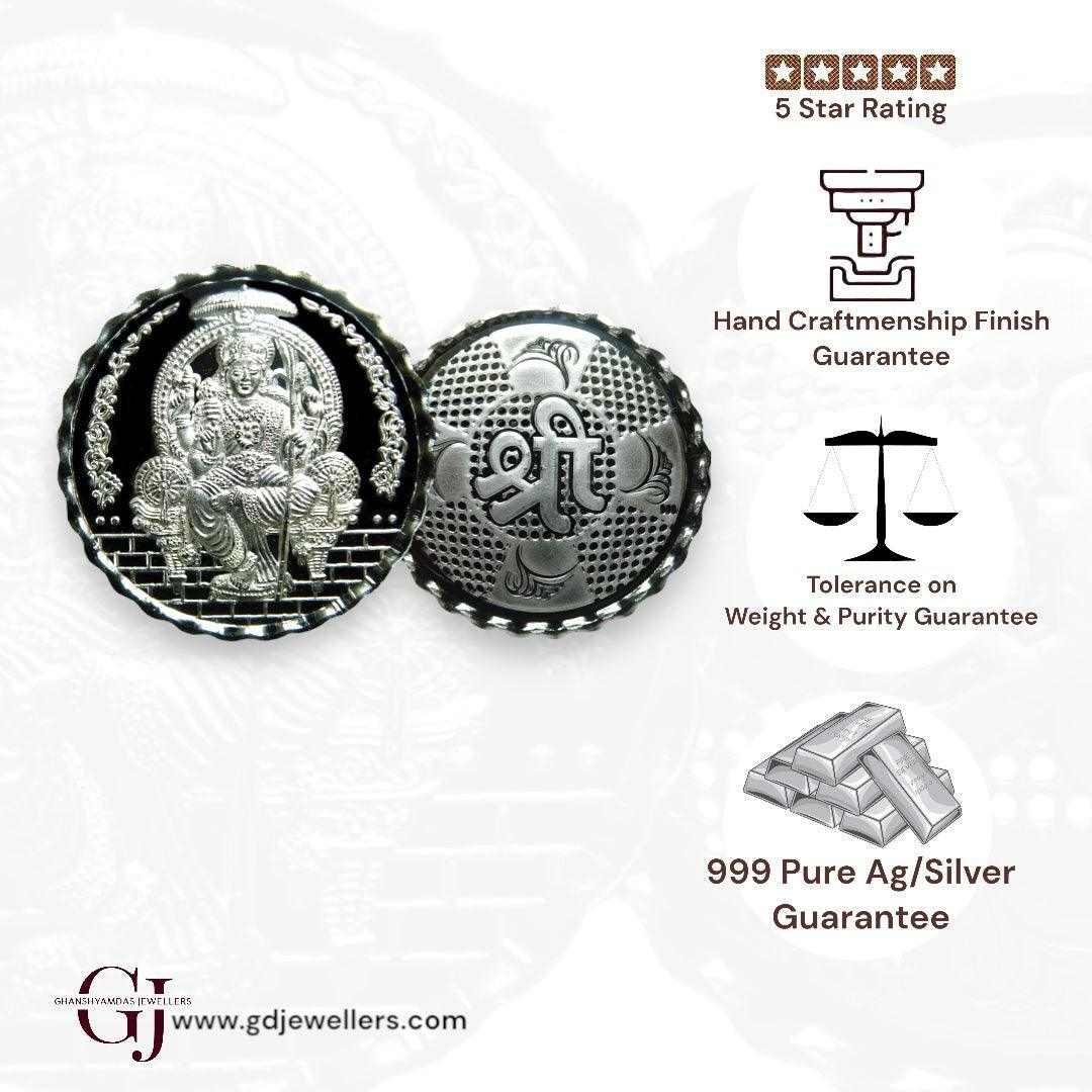 Goddess Maa Lalitha - 3D Silver Coin 24KT Purity 999 Round Shape - Bac