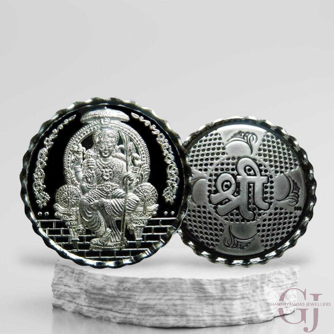 Goddess Maa Lalitha - 3D Silver Coin 24KT Purity 999 Round Shape - Bac