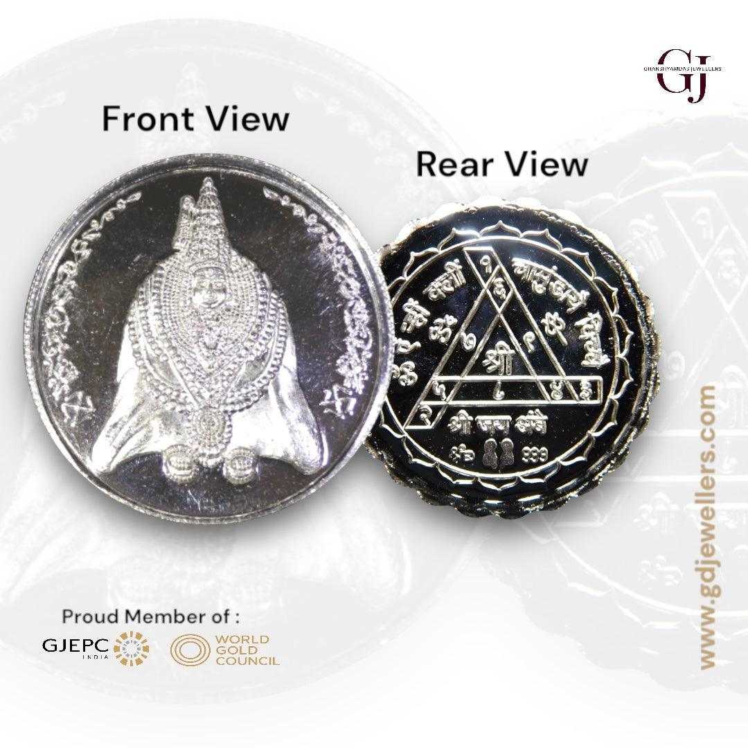 Goddess Tulja Bhavani - 3D Silver Coin 24KT Purity 999 Round Shape  - 