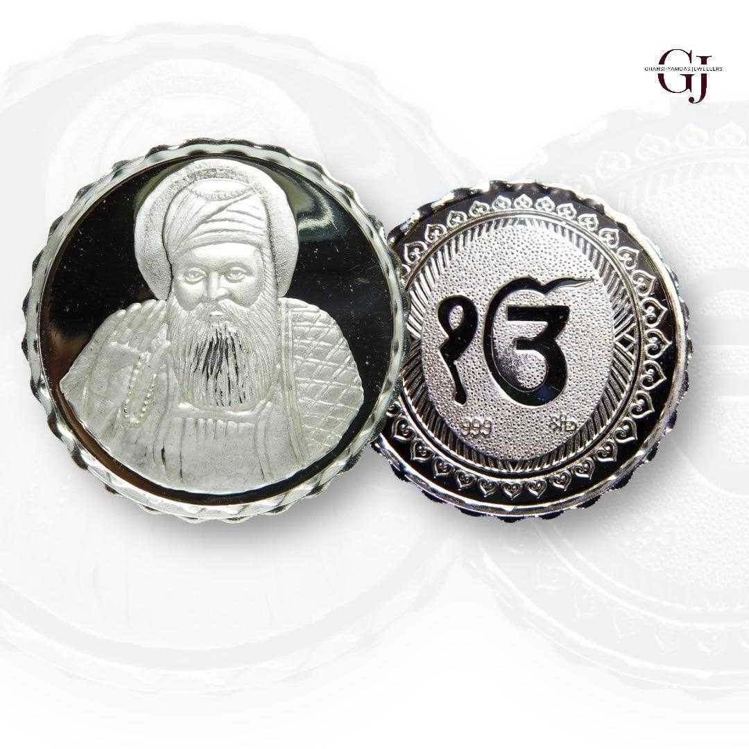 Guru Nanak Dev - 3D Silver Coin 24KT Purity 999 Round Shape - Backside
